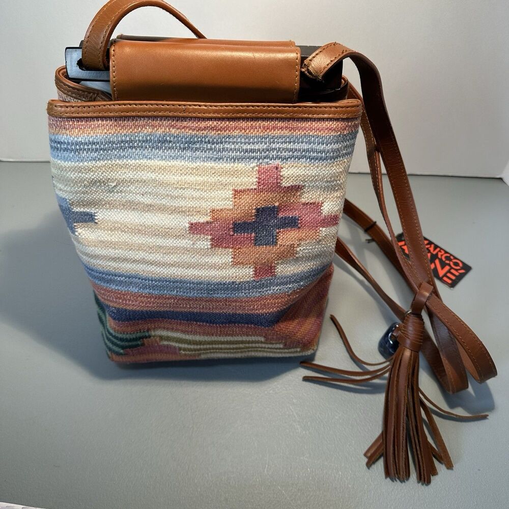 Marco Avane Crossbody Woven Purse Southwestern Aztec Leather Straps Accents READ